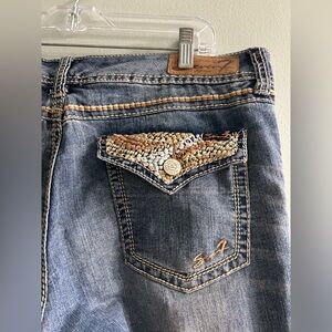 Seven 7 embroidered flap pocket bootcut jeans Y2K style